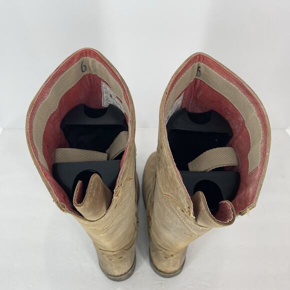 Joules Leather Riding Boots Embroidered Distressed Tan Women's Size US 8 UK 6 - Picture 5 of 10